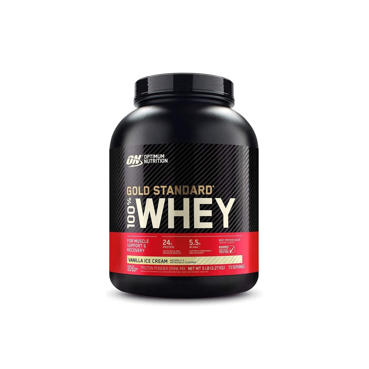 Optimum Nutrition Gold Standard 100% Whey – Vanilla Ice Cream, 5 lb – 24g Protein, BCAAs, Glutamine, Muscle Recovery & Lean Growth - endnutrition.com