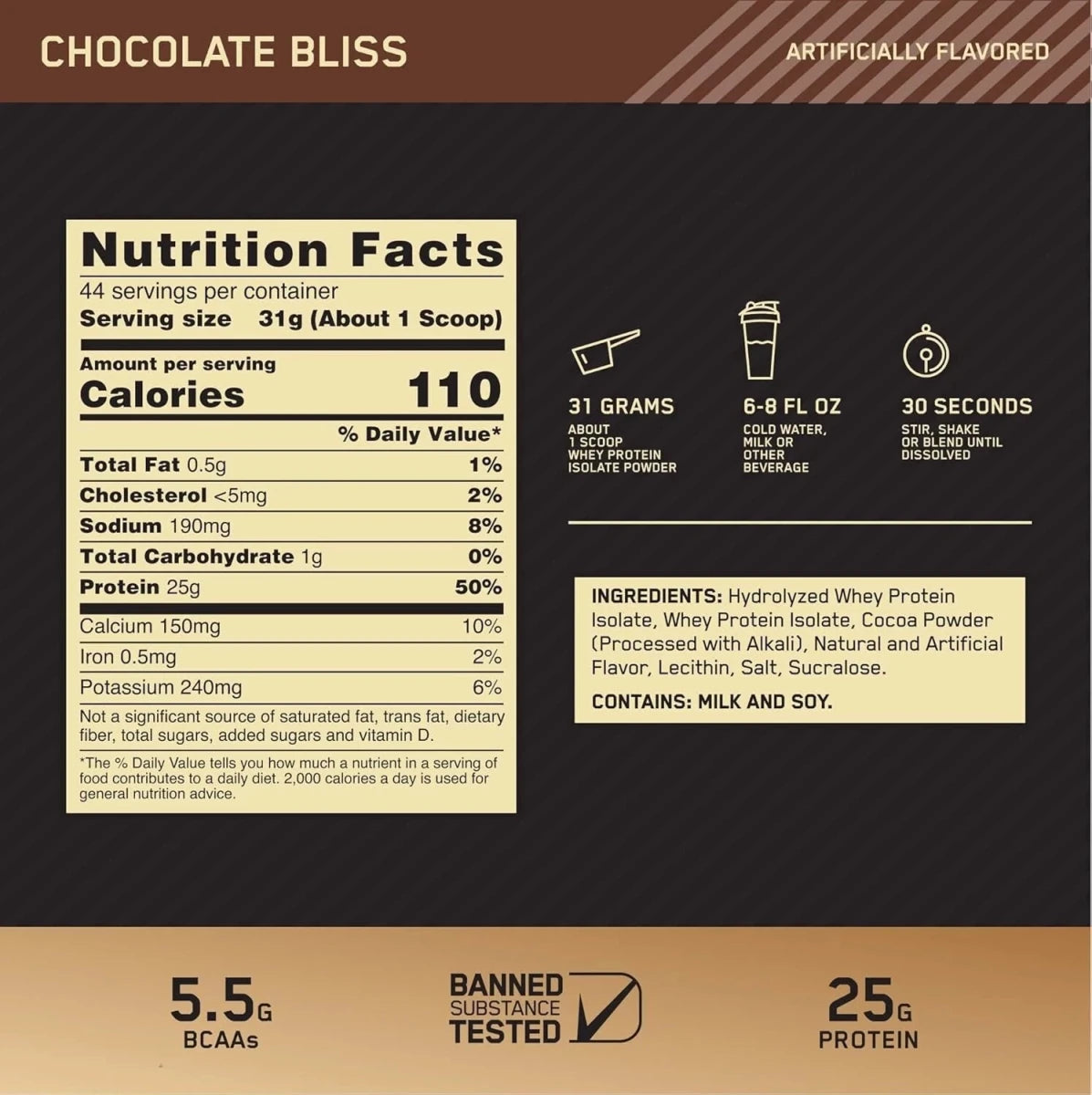 Optimum Nutrition Gold Standard 100% Isolate – Chocolate Bliss – 25g Protein, Ultra‑Filtered Whey, Supports Lean Muscle Growth & Recovery - Endnutrition.com