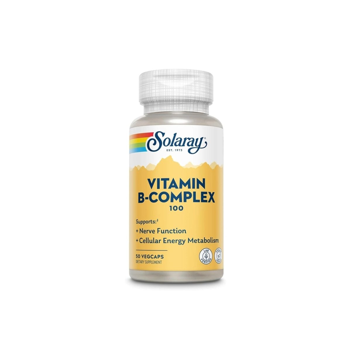 Solaray Vitamin B Complex 100 mg – Cellular Energy, Metabolism, Nerve & Heart Health – All 8 B Vitamins - Vitamin B12, B1, B2, B3, B6, Niacin, Folic Acid and Biotin – 50 Vegan Capsules - endnutrition.com