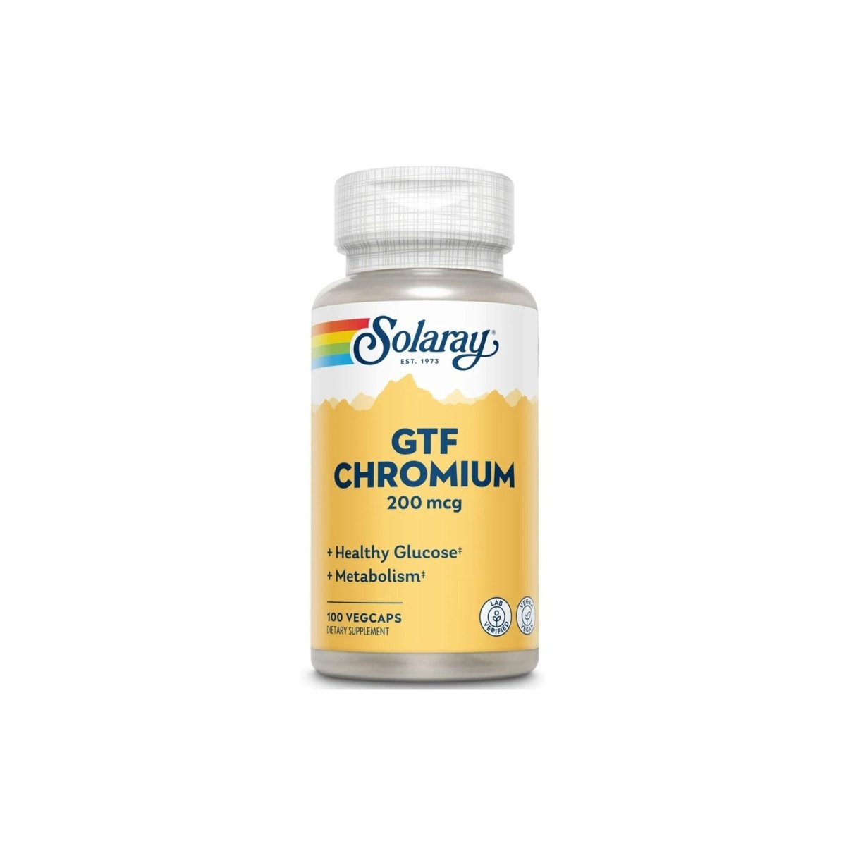 Solaray GTF Chromium 200 mcg – Balanced Metabolism, Blood Sugar Support & Energy Levels – 100 Vegan Capsules - endnutrition.com
