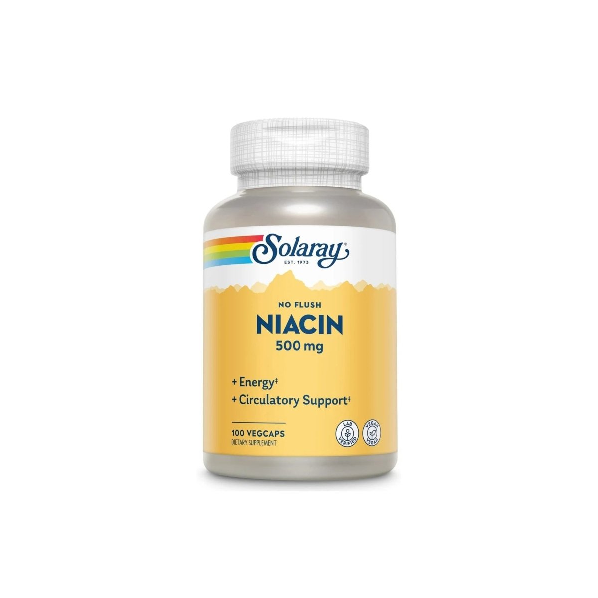 Solaray No Flush Niacin 500 mg – Flush‑Free Vitamin B3 – Energy, Circulation & Metabolism Support – 100 Vegan Capsules - endnutrition.com