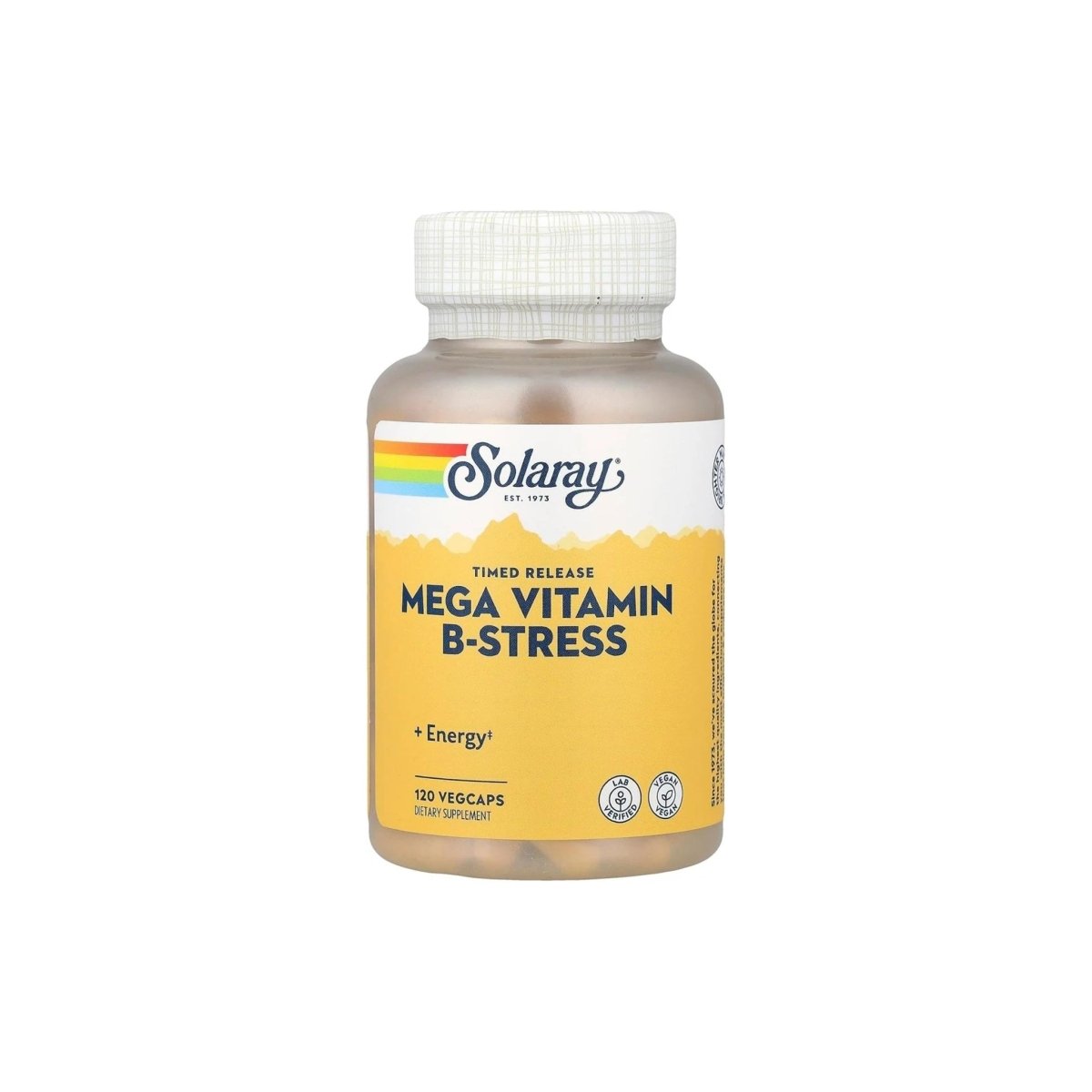 Solaray Mega Vitamin B‑Stress 100 mg – Timed Release Energy, Stress & Nerve Support – 120 Vegan Capsules - endnutrition.com