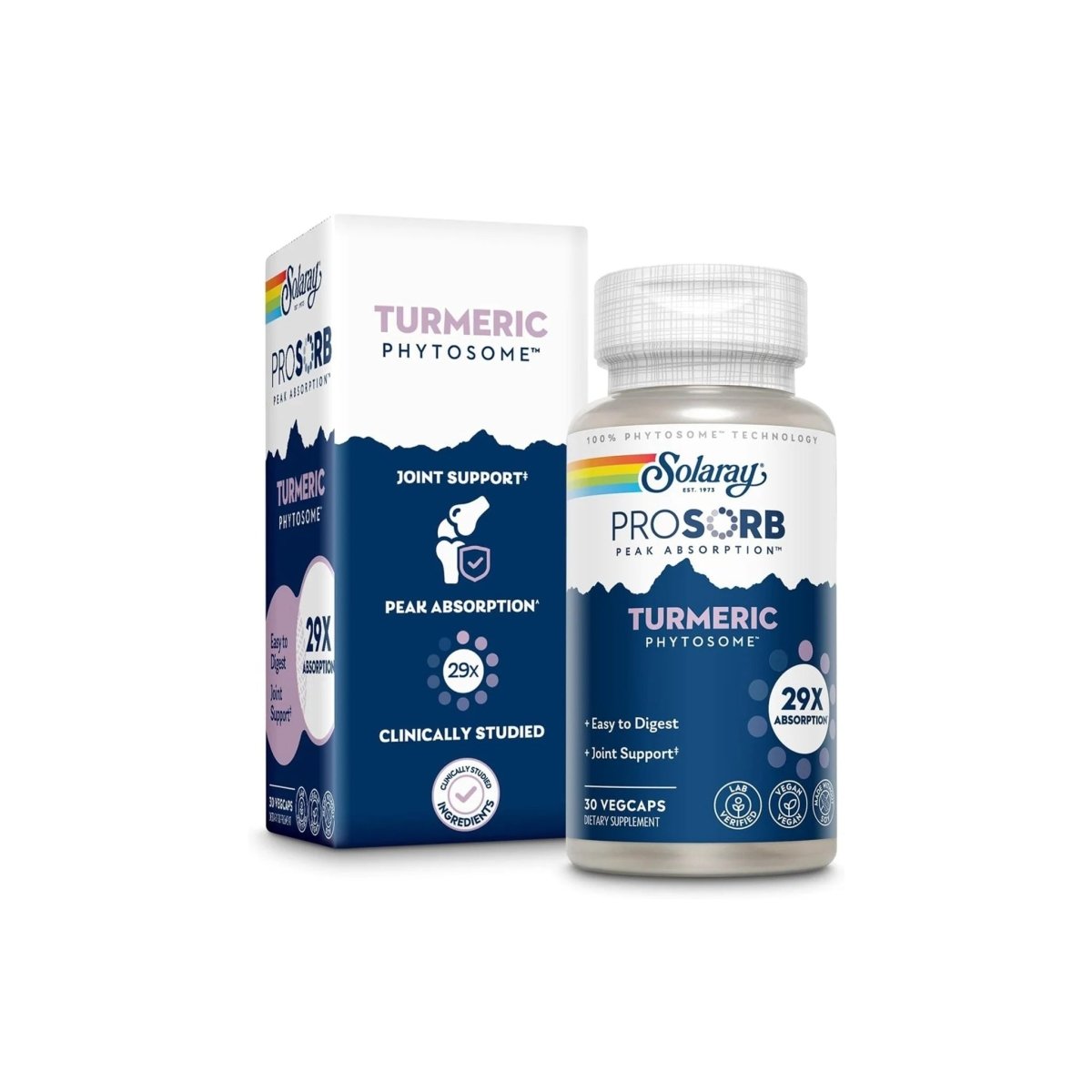Solaray ProSorb Turmeric Phytosome 500 mg – 29X Absorption Curcumin – Joint Comfort, Mobility & Antioxidant Support – 30 Vegan Capsules - endnutrition.com