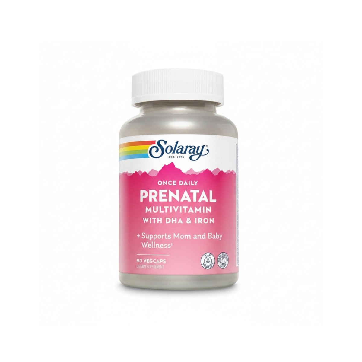 Solaray Once Daily Prenatal Multivitamin with DHA & Iron – Complete Vitamins & Minerals for Expectant Mothers – Herbal Blend & Whole Food Base – 90 Vegan Capsules - endnutrition.com