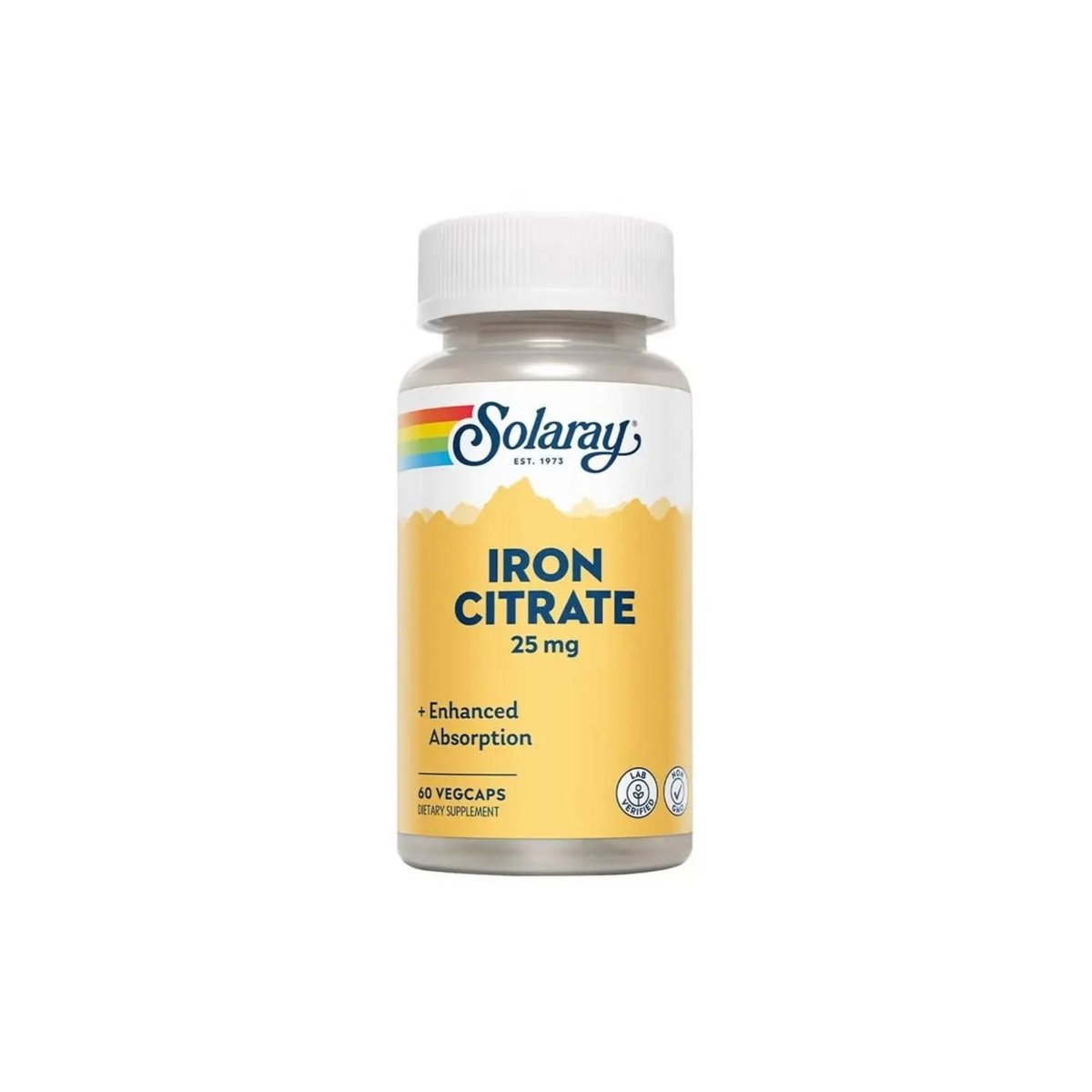 Solaray Iron Citrate 25 mg – Healthy Circulation, Cardiovascular Function & Red Blood Cell Support – 60 VegCaps - endnutrition.com
