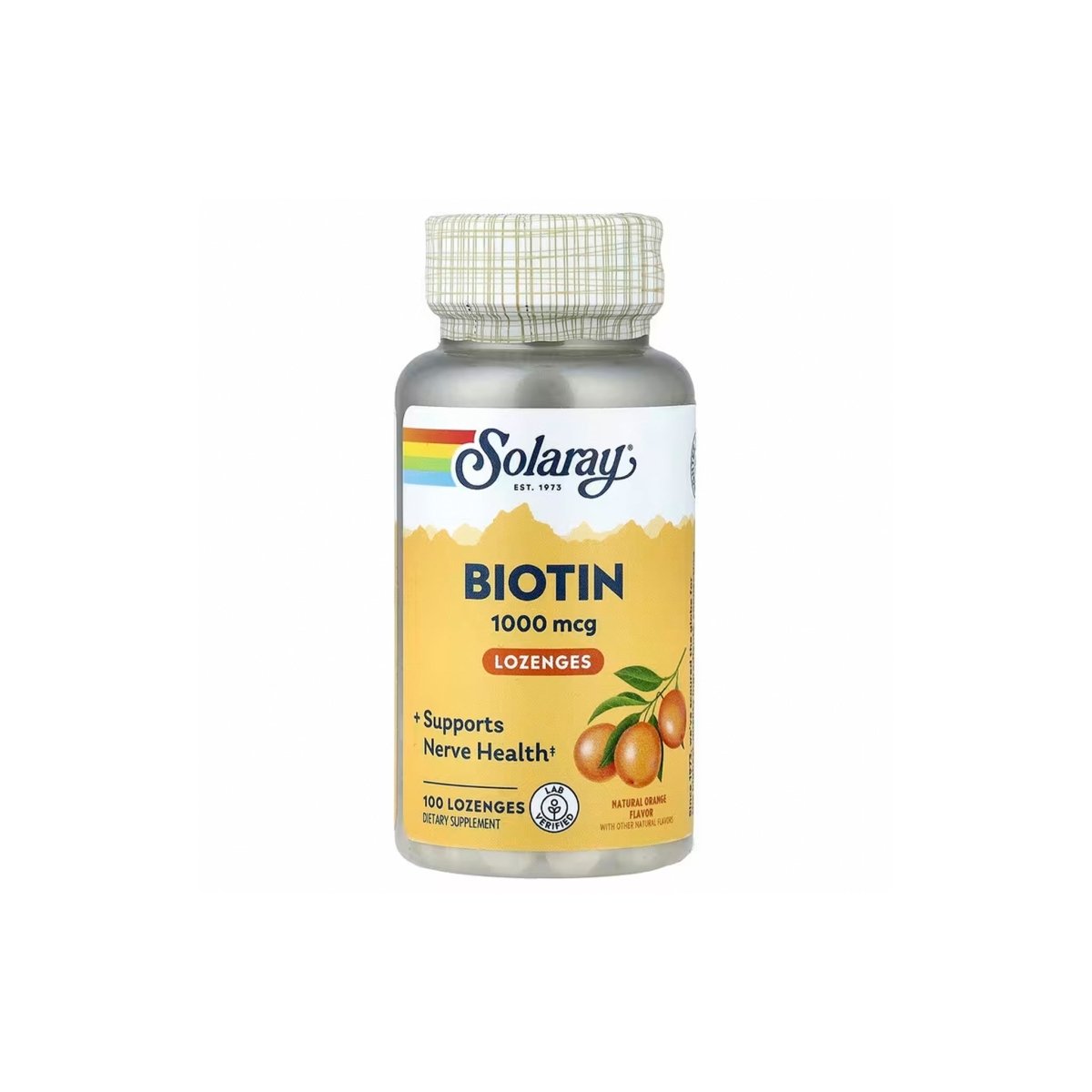 Solaray Biotin 1000 mcg Lozenges – Hair, Skin, Nails & Energy Support – With Vitamin A – Natural Orange Flavor – 100 Count - endnutrition.com