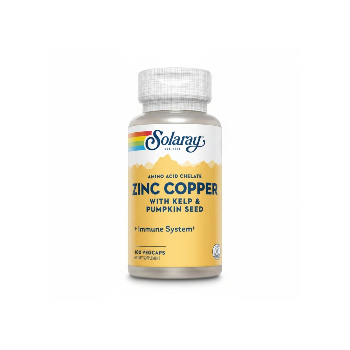 Solaray Zinc Copper Amino Acid Chelate – Immune, Bone, Skin, Heart & Thyroid Support – With Iodine from Kelp – 100 Vegan Capsules - endnutrition.com