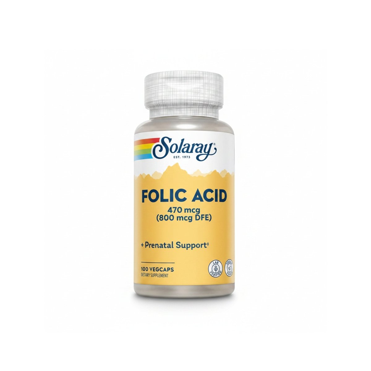 Solaray Folic Acid 470 mcg (800 mcg DFE) | Prenatal, Red Blood Cell Support - endnutrition.com
