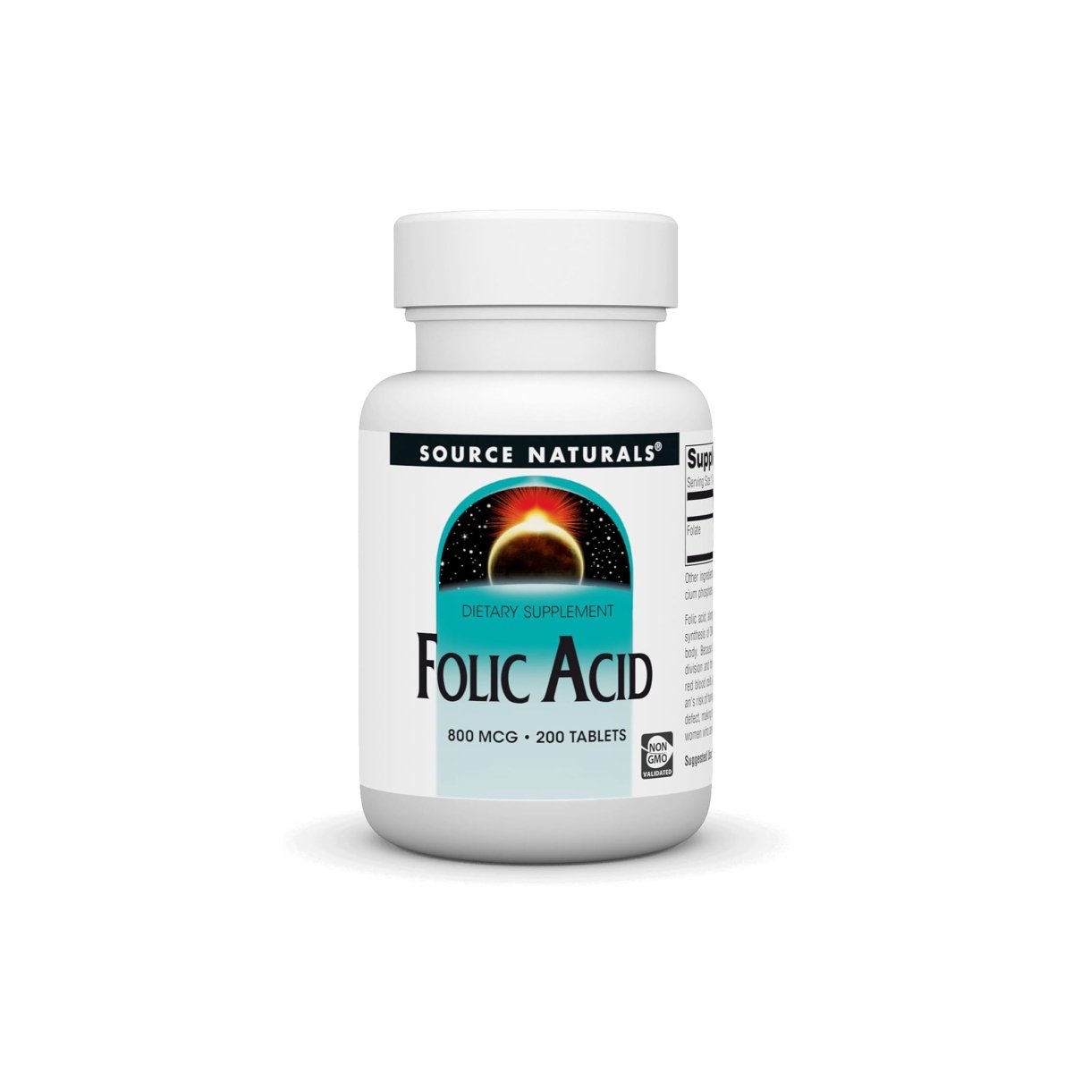 Source Naturals Folic Acid – 800 mcg – 200 Tablets – Prenatal & Cardiovascular Support - endnutrition.com