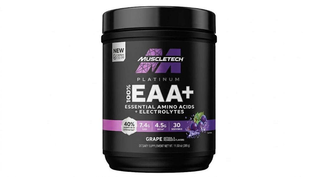 MuscleTech Platinum 100% EAA+ Amino Acid Powder with Electrolytes | Grape, 30 Servings - END Nutrition